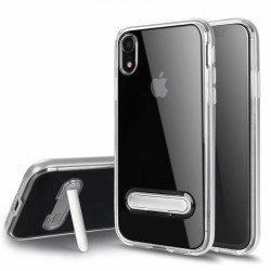 iPhone Xr 6.1in Clear Armor Bumper Kickstand Case (Silver)